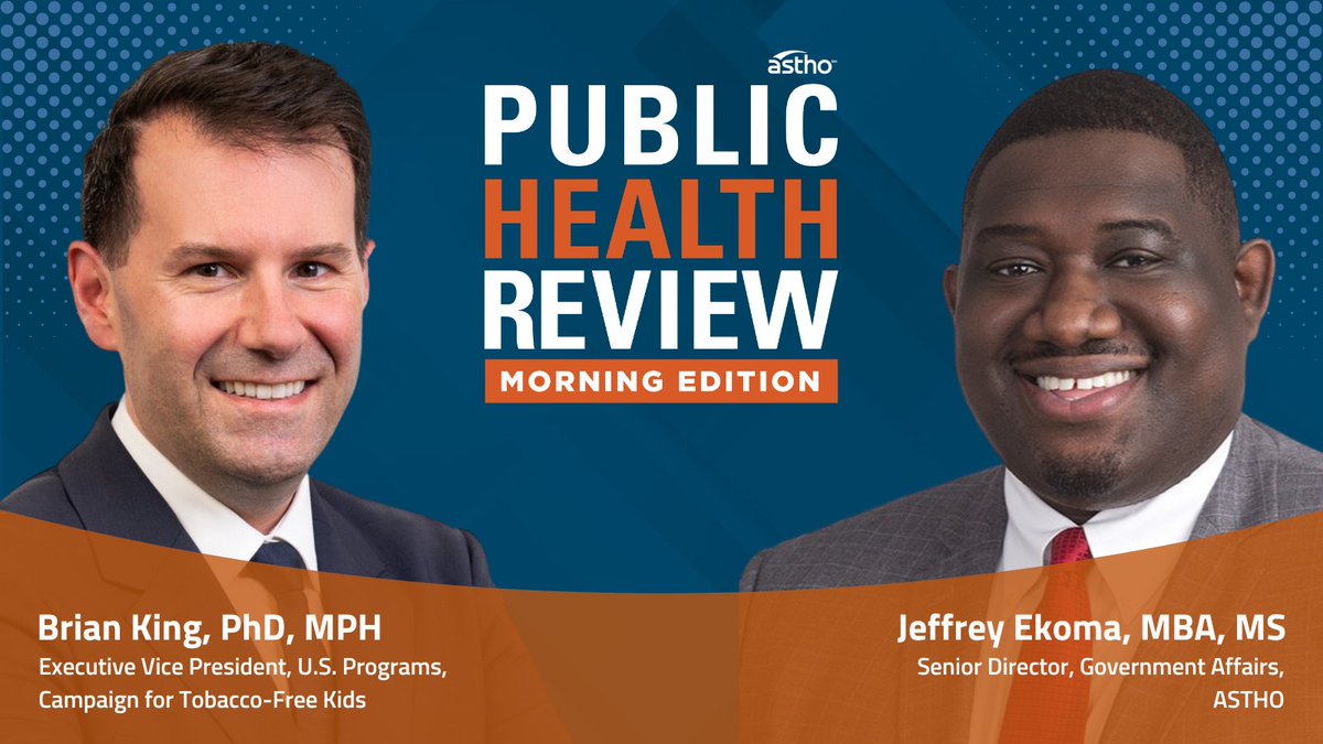 ASTHO (@astho) on Twitter photo On PHRME, Dr. Brian King (<a href="/TobaccoFreeKids/">Campaign for Tobacco-Free Kids</a>) highlights #WorldNoTobaccoDay and the impact of state and local tobacco prevention programs. ASTHO's <a href="/jeffreyekoma/">Jeffrey Ekoma</a> shares FY26 budget updates in a new View From Washington, D.C. report.
Tune in: discover.astho.org/43vDUN3. #TobaccoExposed On PHRME, Dr. Brian King (<a href="/TobaccoFreeKids/">Campaign for Tobacco-Free Kids</a>) highlights #WorldNoTobaccoDay and the impact of state and local tobacco prevention programs. ASTHO's <a href="/jeffreyekoma/">Jeffrey Ekoma</a> shares FY26 budget updates in a new View From Washington, D.C. report.
Tune in: discover.astho.org/43vDUN3. #TobaccoExposed