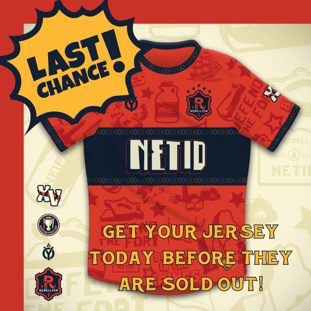 NERebellion's tweet image. 🚨 LAST CHANCE! 🚨
Don’t miss out on the 2025 Supporters Cup Jersey! This is your final shot to rep The Rebellion in style.
🛒 Grab yours now before they’re gone:
👉 nerebellion.org/store/p/2025-s…
#DefendTheFort #TheRebellion #SupportersCup #NERevs