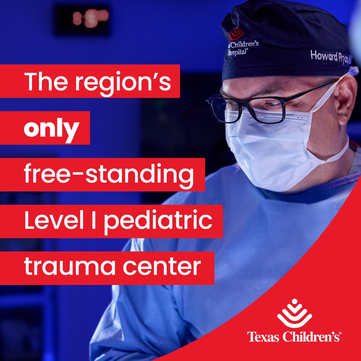 Did you know? Texas Children’s is the region’s only free-standing Level I pediatric trauma center—offering 24/7 access to expert care for severely injured kids. When every second counts, families count on us.