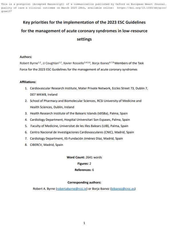 Docusalut (@docusalut) on Twitter photo Nou article a #Docusalut: 🔑 🦠Key priorities for the implementation of the 2023 ESC Guidelines for the management of acute coronary syndromes in low-resource settings hdl.handle.net/20.500.13003/2… <a href="/apmallorca/">Gerència d'Atenció Primària de Mallorca</a> #PublicaSalutIB Nou article a #Docusalut: 🔑 🦠Key priorities for the implementation of the 2023 ESC Guidelines for the management of acute coronary syndromes in low-resource settings hdl.handle.net/20.500.13003/2… <a href="/apmallorca/">Gerència d'Atenció Primària de Mallorca</a> #PublicaSalutIB