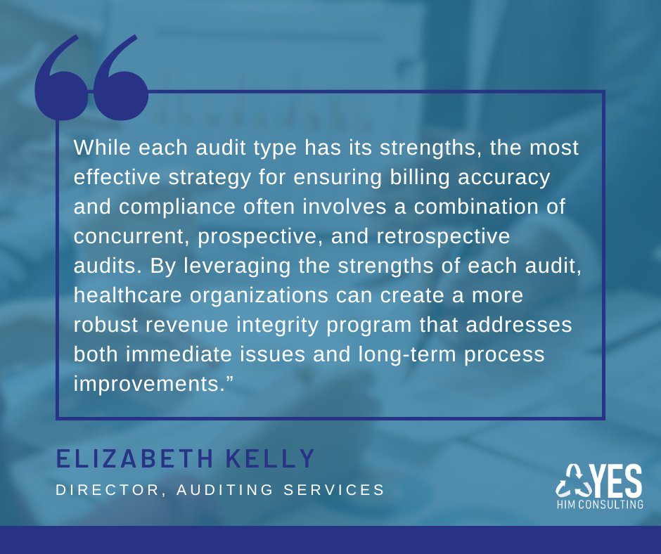 YesHIMconsult's tweet image. ASK AN EXPERT: When should we use concurrent, prospective, or retrospective audits?
Elizabeth Kelly, Director of Auditing Services, offers her insights here: ow.ly/zcqH50VZjRO
#YESHIMConsulting #MedicalCoding #MedicalCodingAudits #HealthcareRCM