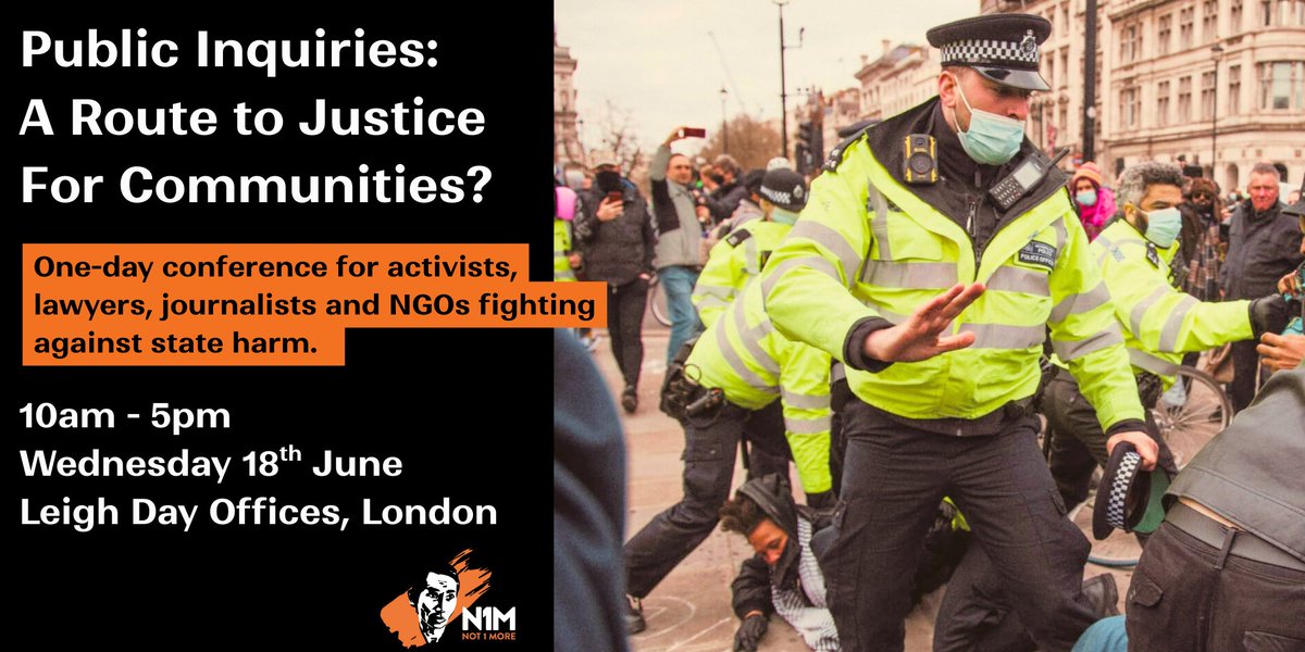 Public Inquiries: A Route to Justice for Communities? 
Join us on Wednesday 18th June at @leighday_law
offices in London for a one-day conference bringing together activists, lawyers and experts  

Visit https:/tinyurl.com/PublicInquiriesN1M to book your ticket.