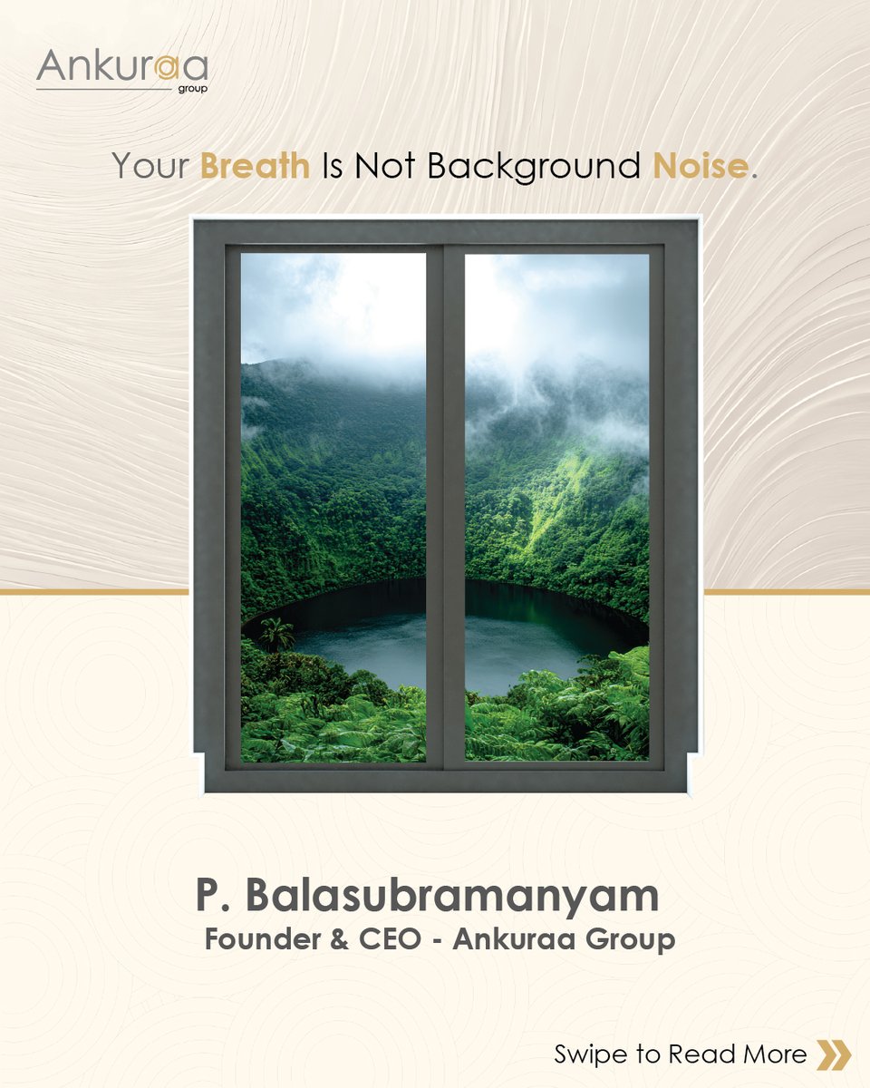AnkuraaGroup's tweet image. Your breath is not background noise.

👤 P. Balasubramanyam | Founder &amp;amp; CEO, Ankuraa Group
🌐 ankuraagroup.com
#MindfulLiving #ArchitecturalVibes #SlowMoments #HomeWithMeaning #BreatheDesignLive #SpacesThatSpeak #MinimalStateOfMind #ThoughtfulArchitecture