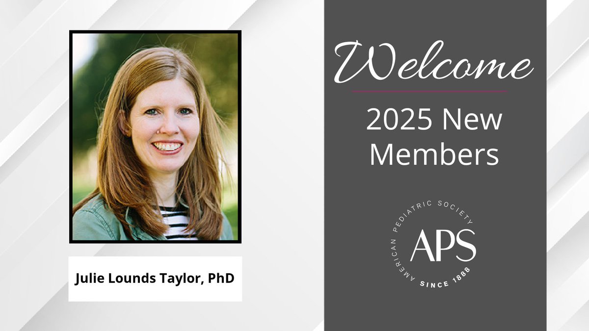 APS (@amerpedsociety) on Twitter photo The APS congratulates and welcomes Dr. Julie Lounds Taylor from Vanderbilt University Medical Center (<a href="/VUMChealth/">Vanderbilt Health</a>), one of the Society's New Members for 2025. Read more about Dr. Taylor here: ow.ly/sakm50W0Hpl
#PediatricScientist #pediatrics The APS congratulates and welcomes Dr. Julie Lounds Taylor from Vanderbilt University Medical Center (<a href="/VUMChealth/">Vanderbilt Health</a>), one of the Society's New Members for 2025. Read more about Dr. Taylor here: ow.ly/sakm50W0Hpl
#PediatricScientist #pediatrics