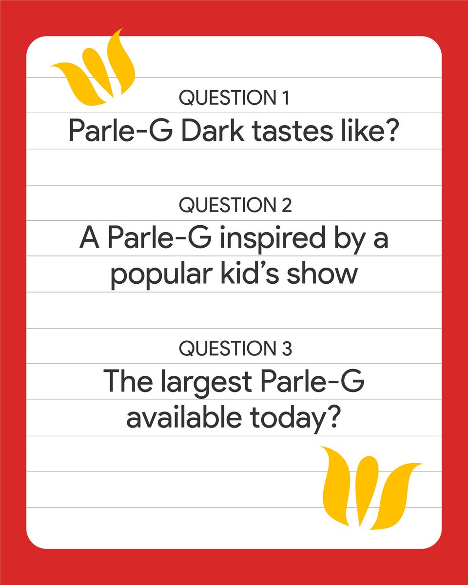 officialparleg's tweet photo. Geniuses!
It’s time to prove how much you love Parle-G✨

Share your answers in the comments section below!

#Parle #ParleG #ParleFamily #GeniusTrivia #DoYouKnow #KnowYourParleG #ParleGVariants #QuestionsForYou #OnlyTrueLoversWillKnow https://t.co/XtmlbYFeCq