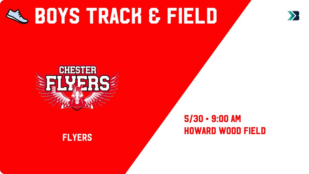 Boys Track &amp; Field (Varsity) Meet Day! - Check out the event preview for the Chester Flyers. It starts at 9:00 AM and is at Howard Wood Field. gobound.com/sd/sdhsaa/boys…