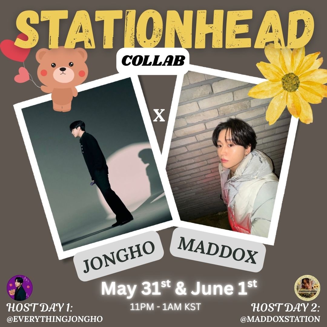 stationmaDDox's tweet photo. Our next collab is with @JONGHO_streams!🐻🍎
May 31 @JONGHO_streams
11pm-1am KST
https://t.co/dXrSZ1tuq0
June 1 @stationmaDDox
11pm-1am KST
https://t.co/f9R4iNK9bo
#MADDOX #마독스 #DD @xxmaddox #JONGHO #종호 #ribo @ATEEZofficial https://t.co/5UkBmVVtP7