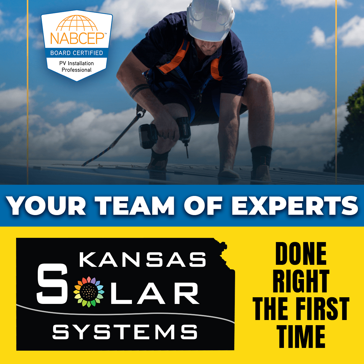 KSSolarSystems's tweet image. When you choose Kansas Solar Systems, you’re working with a dedicated team of NABCEP experts! 💪 Contact us today for a FREE evaluation of your solar needs and questions: kansassolarsystems.com

#KansasSolar #InHouseCrew #NABCEP #Certified #SolarExperts #SolarInstallation
