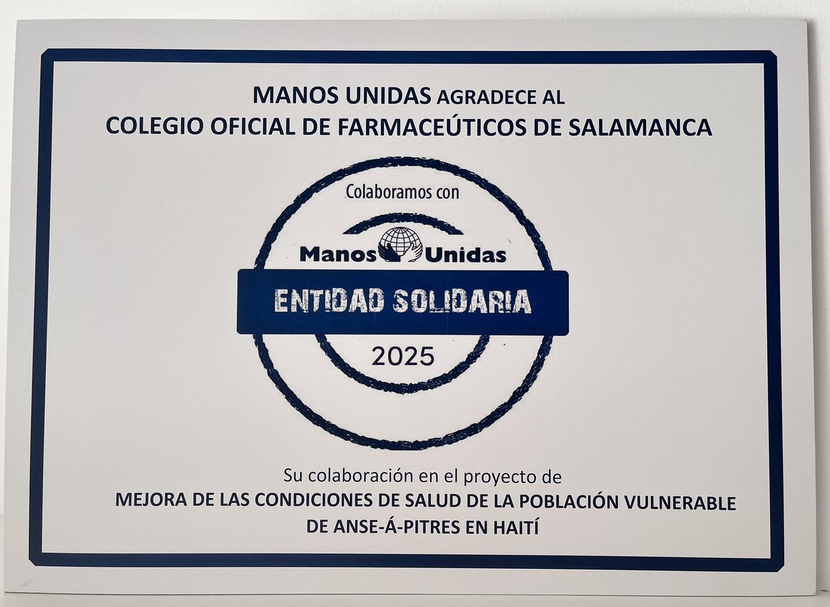 🤝 El @COF_Salamanca colabora con <a href="/ManosSalamanca/">ManosUnidasSalamanca</a> en la mejora de las condiciones de salud en Anse-à-Pitres (Haití).

💊 Por una atención sanitaria digna para la población más vulnerable.
🌍 La salud no tiene fronteras.

#FarmacéuticosSolidarios #SaludGlobal #Haití #cofsalamanca