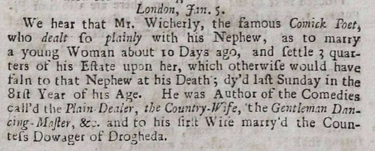 I hope Mr Wichely's last 10 days were super-fun! 💋

Flying Post, Jan. 5, 1716