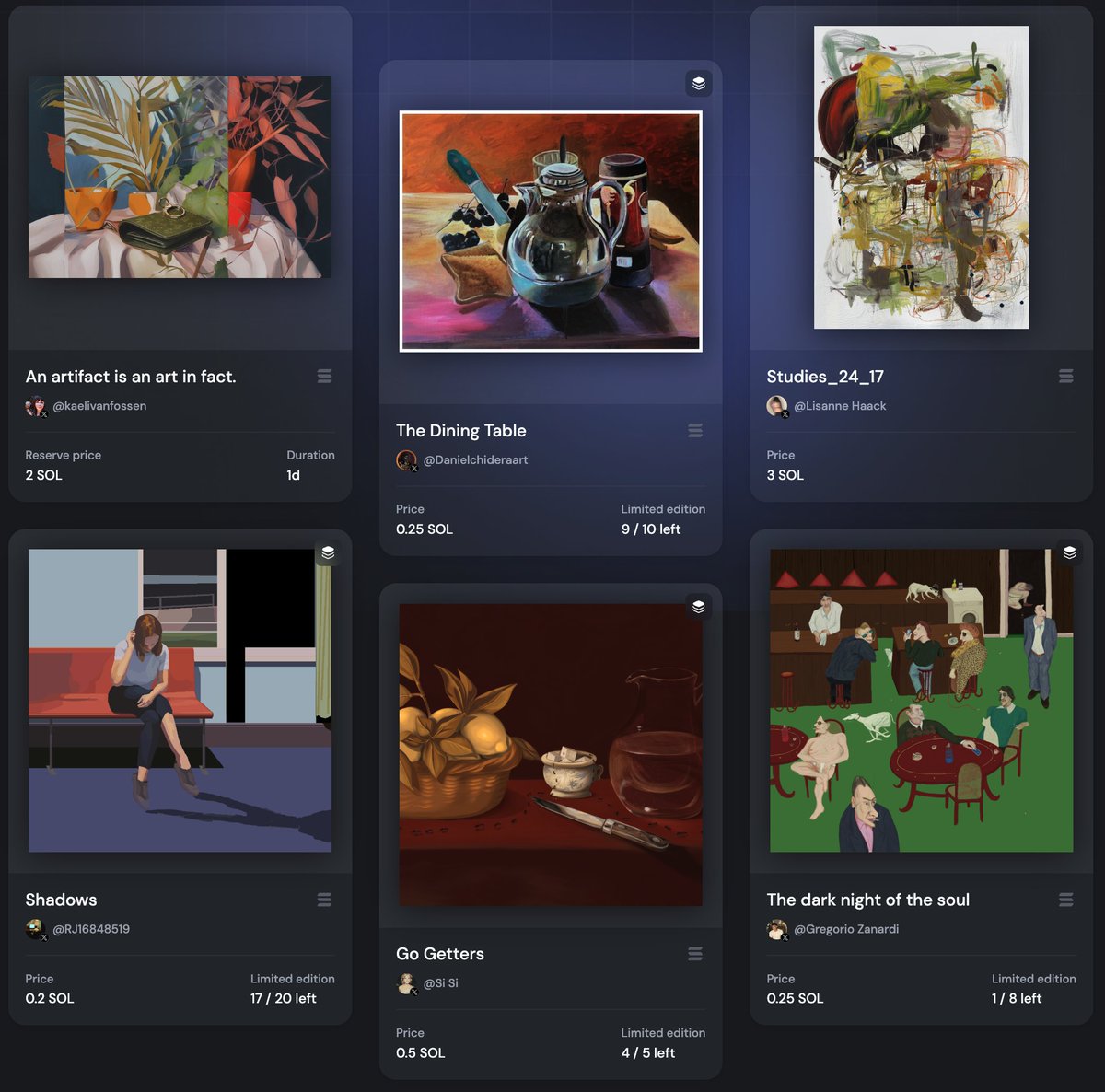 Aaron (@aarondemant) on Twitter photo Strong collection of art on the <a href="/exchgART/">Exchange Art</a> homepage atm.
<a href="/KaeliVanfossen/">Kaeli VanFossen | Artist 🌴</a>
<a href="/danielchideraa/">Danielchideraart</a>
<a href="/paranoidhill/">Lisanne Haack</a>
<a href="/RJ16848519/">R.J</a>
<a href="/Christine_Clue/">Si Si</a>
<a href="/GregorioZanard/">Gregorio Zanardi</a> Strong collection of art on the <a href="/exchgART/">Exchange Art</a> homepage atm.
<a href="/KaeliVanfossen/">Kaeli VanFossen | Artist 🌴</a>
<a href="/danielchideraa/">Danielchideraart</a>
<a href="/paranoidhill/">Lisanne Haack</a>
<a href="/RJ16848519/">R.J</a>
<a href="/Christine_Clue/">Si Si</a>
<a href="/GregorioZanard/">Gregorio Zanardi</a>