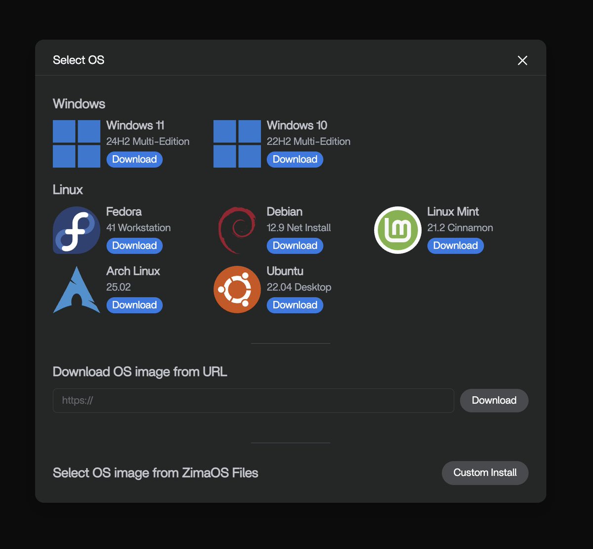 ZimaSpace's tweet image. 😩 Tired of flashing ISOs and typing commands?
⚡️ ZimaOS lets you install Windows, Ubuntu, Debian &amp;amp; more — in one click.
🖱️ Download → Run
💡 Zero hassle. Instant VM setup.

github.com/IceWhaleTech/Z…

#ZimaOS #MiniServer #HomeLab #SelfHosted #VirtualMachine #Linux #Windows 🚀