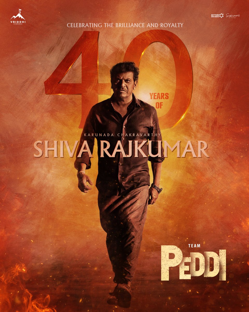 Vriddhi Cinemas (@vriddhicinemas) on Twitter photo 4 decades of entertaining audience and winning hearts of people ❤️
Congratulations to our dearest KARUNADA CHAKRAVARTHY <a href="/NimmaShivanna/">DrShivaRajkumar</a> Garu for completing 40 glorious years in films ❤️🔥
Honoured to be a part of your journey.
-Team #Peddi 4 decades of entertaining audience and winning hearts of people ❤️
Congratulations to our dearest KARUNADA CHAKRAVARTHY <a href="/NimmaShivanna/">DrShivaRajkumar</a> Garu for completing 40 glorious years in films ❤️🔥
Honoured to be a part of your journey.
-Team #Peddi