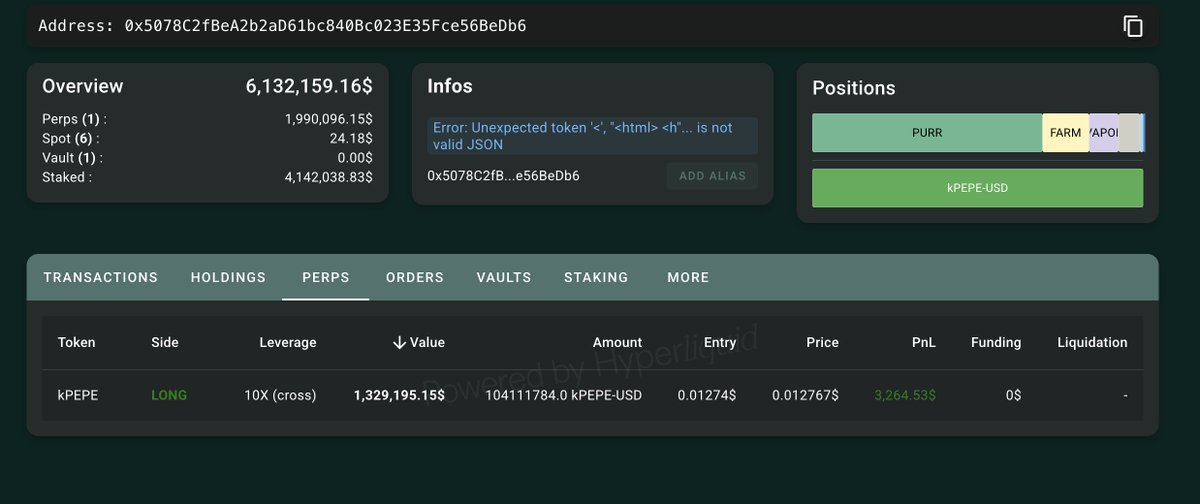 詹姆斯BTC多单终于被清算了,现在开了400万美金的PEPE多单. <a href="/JamesWynnReal/">James Wynn 🐳</a> 

hypurrscan.io/address/0x5078…