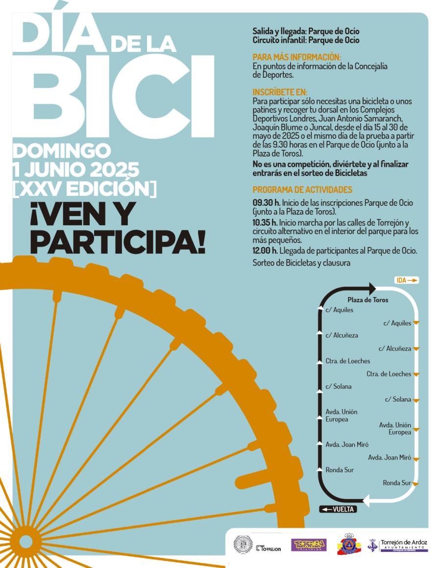 Ayuntamiento de Torrejón de Ardoz (@ayto_torrejon) on Twitter photo DEPORTES | Las calles de #TorrejónDeArdoz se volverán a llenar de bicicletas este domingo 1 de junio, con la celebración de la 25ª edición del Día de la Bici 🚲 <a href="/TorrejonDxte/">Concejalía Deportes Torrejón de Ardoz</a>
🔗ayto-torrejon.es/noticia/nota-d… DEPORTES | Las calles de #TorrejónDeArdoz se volverán a llenar de bicicletas este domingo 1 de junio, con la celebración de la 25ª edición del Día de la Bici 🚲 <a href="/TorrejonDxte/">Concejalía Deportes Torrejón de Ardoz</a>
🔗ayto-torrejon.es/noticia/nota-d…