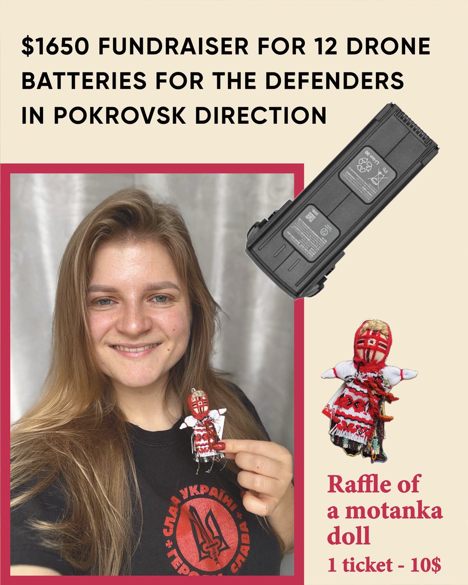 LilaTrokhymets's tweet photo. 12 drone batteries.
Urgent need
Will bring it personally to our defenders who are now near Pokrovsk
1 ticket - 10$
PayPal - trokhymetsliliia@gmail.com ( on comment pls write “battery”
Thank you for your support💙💛🫂
#UkraineWillWin #volunteering #Ukrainefrontline https://t.co/MP1qgi6Ela