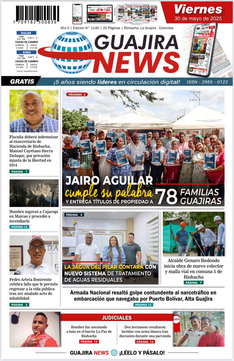 ☀️¡Buenos días! 🌐 Te  invitamos a descargar nuestra edición de hoy, viernes 30 de mayo, a través del siguiente enlace ⬇️ 

guajiranews.com/ediciones/