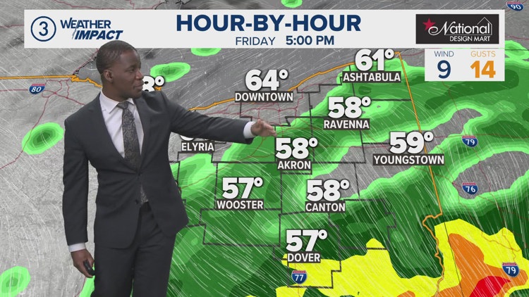 wkyc's tweet image. FORECAST | Another round of rain, chilly temps on the way: @WeatherManAC has the hour-by-hour details wkyc.com/article/weathe…