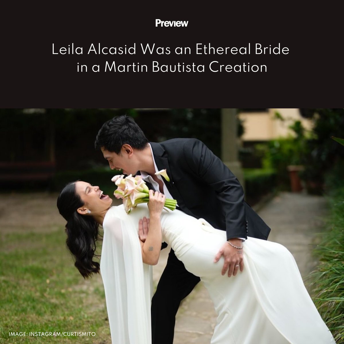 previewph's tweet photo. #LeilaAlcasid has officially tied the knot with music artist #Curtismith! Know more about the intimate ceremony and her sophisticated #MartinBautista dress here: https://t.co/pD6TgC1tBe https://t.co/9KZ2GwXgaf