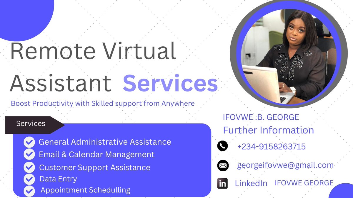 IfovweG's tweet photo. Hi Hiring virtual Assistant x Executive Assisistant open to Business. 
#VirtualAssistant https://t.co/Z9DcU7HoqZ