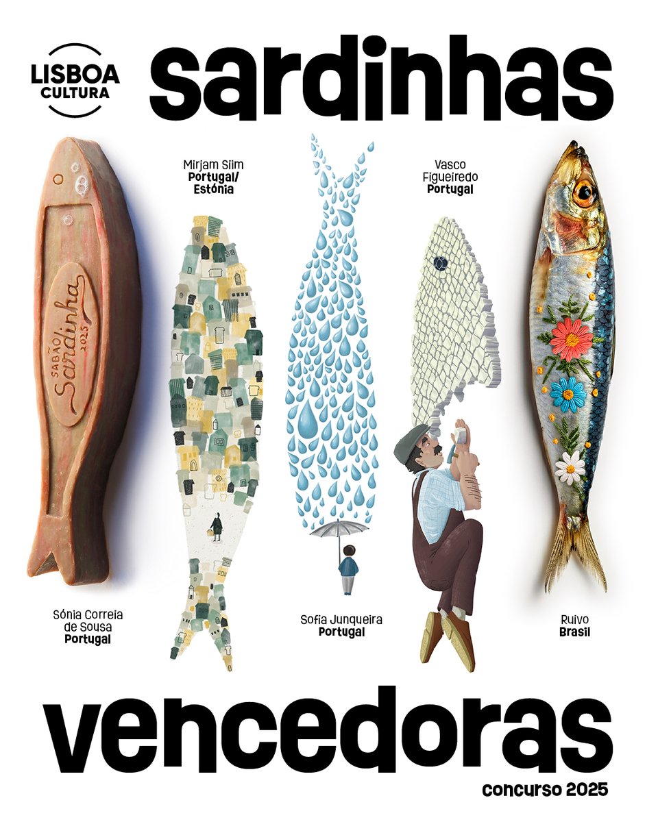 LisboaCultura's tweet photo. São estas as vencedoras do Concurso Sardinhas 2025! Entre as mais de 6 mil que recebemos na 15.ª edição do concurso, as vencedoras vieram de Lisboa, São Domingos de Rana, Porto e São Paulo, no Brasil. 

Descubram mais sobre as vencedoras 👉 https://t.co/udO73OY56o https://t.co/v876Jc6L7I