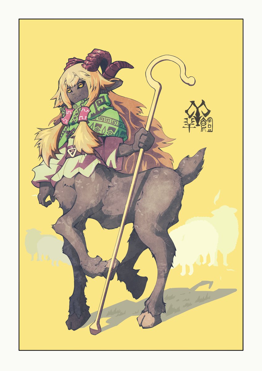 G_hatou's tweet image. 「羊飼」
#OC #illustration