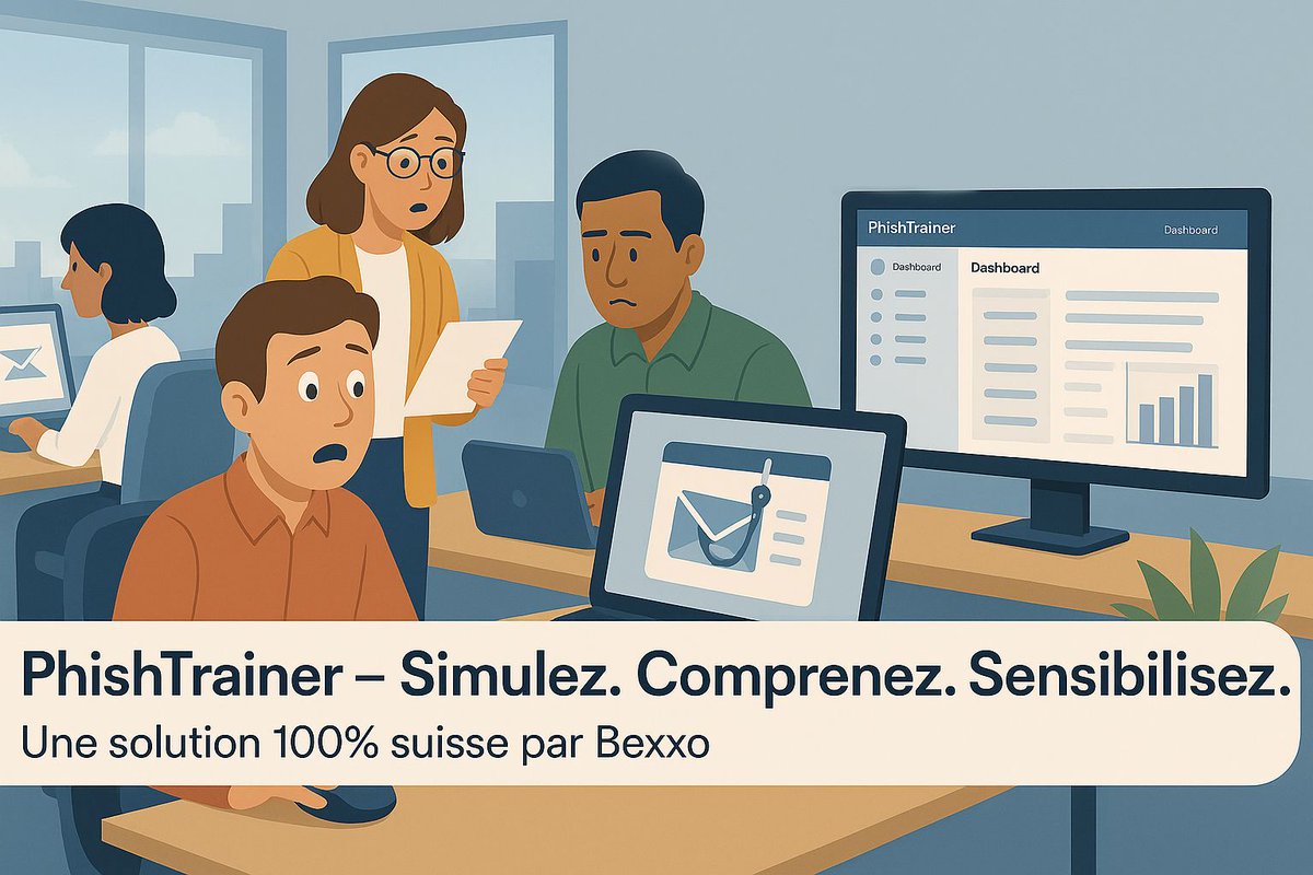 bexxoch's tweet photo. 🛡️ Et si vos collègues tombaient dans le piège d’un faux email ?
Avec PhishTrainer, testez leur réaction, sensibilisez et améliorez votre sécurité.

Outil 100% suisse.

🎯 Démo : https://t.co/Y2BL1ERUTe
🔍 Infos : https://t.co/UMo3VrR7me

#phishing #cybersécurité PhishTrainer https://t.co/lxiqxSNuFs