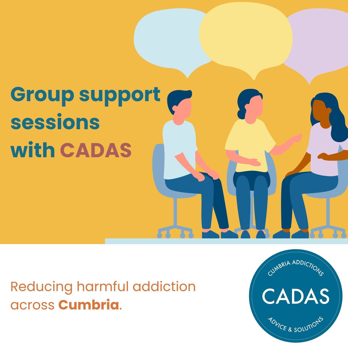 cadascumbria's tweet image. Did you know? CADAS offer group support sessions across Cumbria!

Find out more about both our group and drop-in sessions and where they take place by following the link: buff.ly/3ODoVIs

#addiction #addictionsupport #addictionsupportCumbria #groupsupport