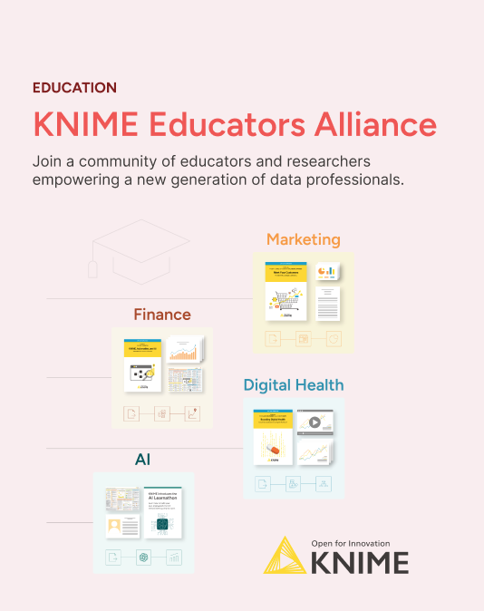 Looking for real-world resources to teach data science and analytics? 🎓📈

Join the KNIME Educators Alliance, a global community of instructors dedicated to making data education more accessible, practical, and hands-on.

Learn more and join here: knime.com/educators-alli…