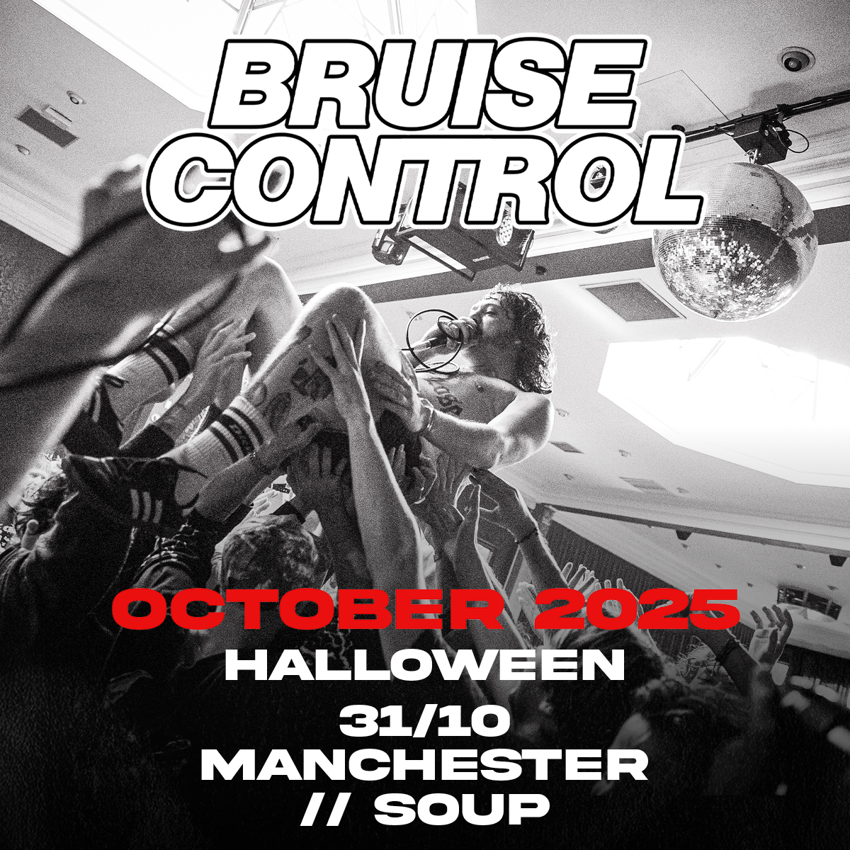 Known for their energy-fuelled live shows, Bruise Control have announced a gig at <a href="/soupmanchester/">SOUP</a> on Halloween! 🎃 

Get tickets at tix.to/BruiseC