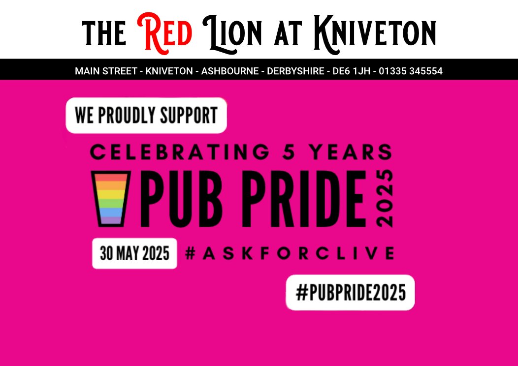 The Red Lion At Kniveton (@knivetonredlion) on Twitter photo Today is #PubPride2025 and we are proudly supporting <a href="/clive_ask/">AskForClive 🏳️🌈</a> - an inclusivity campaign working with the LGBTQ+ community to ensure that everyone is welcome at the pub.
🏳️🌈 #EveryoneIsWelcomeHere 🏳️🌈 #AskForClive 🏳️🌈 Today is #PubPride2025 and we are proudly supporting <a href="/clive_ask/">AskForClive 🏳️🌈</a> - an inclusivity campaign working with the LGBTQ+ community to ensure that everyone is welcome at the pub.
🏳️🌈 #EveryoneIsWelcomeHere 🏳️🌈 #AskForClive 🏳️🌈
