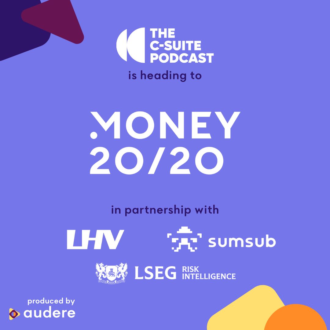 We're heading to Money20/20 Europe next week in Amsterdam, where we'll be recording the c-suite podcast in partnership with LSEG Risk Intelligence, LHV Bank and Sumsub. 🎙️🎉 
 
We're looking forward to recording from their booths at the event!