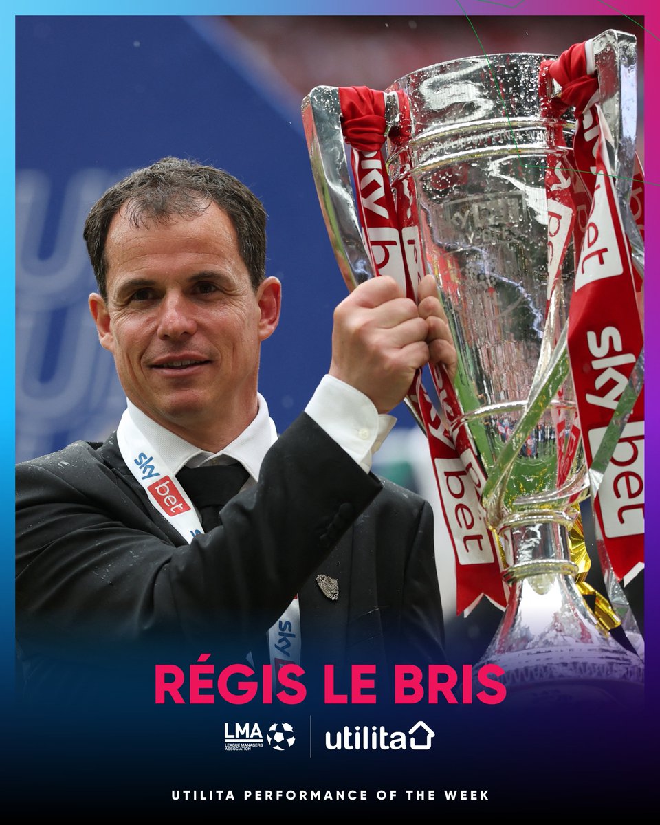 LMA (@lma_managers) on Twitter photo Rรฉgis Le Bris and <a href="/SunderlandAFC/">Sunderland AFC</a> have won this week's <a href="/UtilitaFootball/">Utilita Football</a> Performance of the Week Award following their 2-1 victory over Sheffield United at Wembley Stadium. Congratulations Rรฉgis๐ Rรฉgis Le Bris and <a href="/SunderlandAFC/">Sunderland AFC</a> have won this week's <a href="/UtilitaFootball/">Utilita Football</a> Performance of the Week Award following their 2-1 victory over Sheffield United at Wembley Stadium. Congratulations Rรฉgis๐