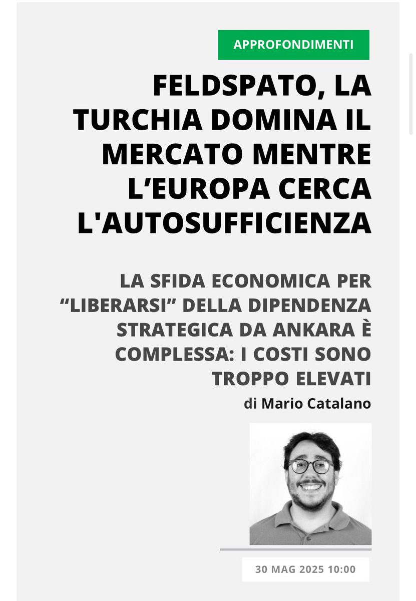 Mario Catalano (@mariocatalano2) on Twitter photo Mio pezzo oggi su <a href="/RenewableMatter/">Renewable Matter | Materia Rinnovabile</a>
renewablematter.eu/feldspato-turc… Mio pezzo oggi su <a href="/RenewableMatter/">Renewable Matter | Materia Rinnovabile</a>
renewablematter.eu/feldspato-turc…