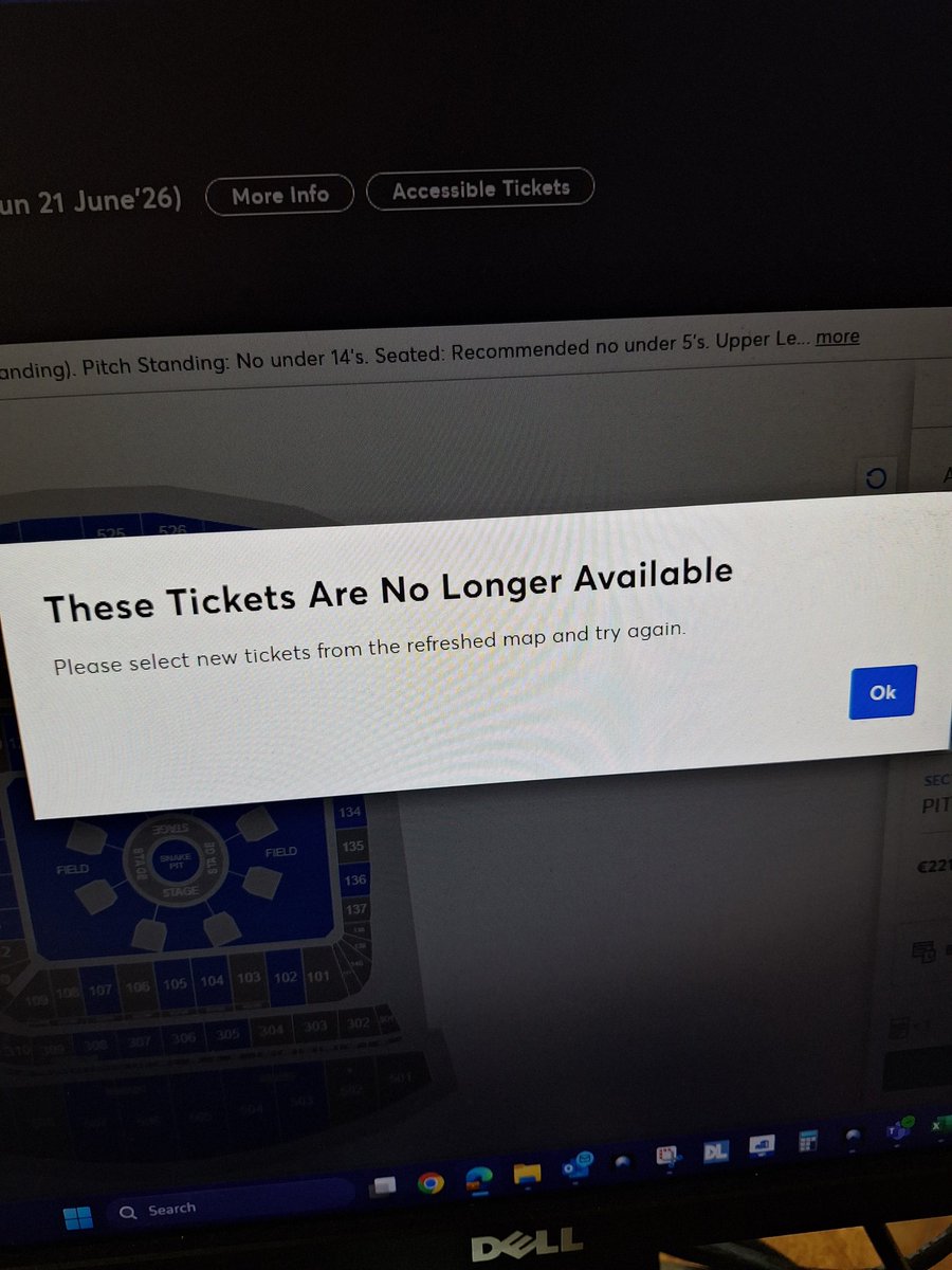 Davepants's tweet photo. @Metallica Got this on every presale and again today on general sale anytime I when to buy standing. @TicketmasterIre sucks https://t.co/X5DpRz70qx