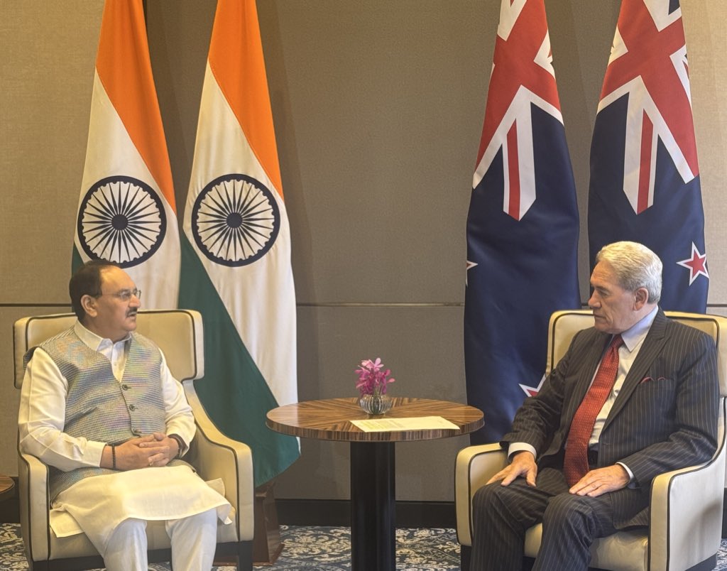The Minister met JP Nadda, the President of the Bharatiya Janata Party (BJP) and India’s Minister of Health.

They discussed India and New Zealand’s democratic systems and the scope for enhanced bilateral cooperation - including in health.

<a href="/BJP4India/">BJP</a> 
<a href="/JPNadda/">Jagat Prakash Nadda</a> 

🇮🇳 🤝 🇳🇿