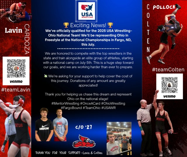 Please help these boys chase their dreams! #OnceACard #Minutemen4Life #ProudCoach #dedicationdeterminationhardworktogether <a href="/MentorAthletics/">MentorAthletics</a> <a href="/MentorMemorial1/">Memorial MS</a> <a href="/MentorWrestling/">Mentor Wrestling</a> <a href="/MentorYWC/">Mentor Youth Wrestling Club</a> <a href="/MentorMemorial/">Ericka Blackburn</a> <a href="/mentorMMSsports/">MMS Athletic Dept.</a> <a href="/ShoreWrestl1/">MentorShoreWrestling</a>