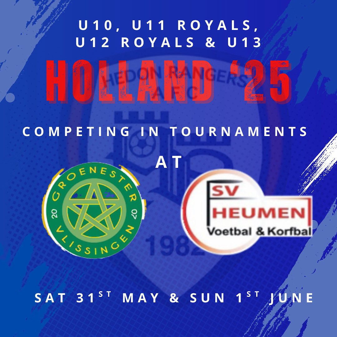 Good luck to all of our teams representing our Club in tournaments in Holland this weekend #UTR⚽️💙 #rangersontour