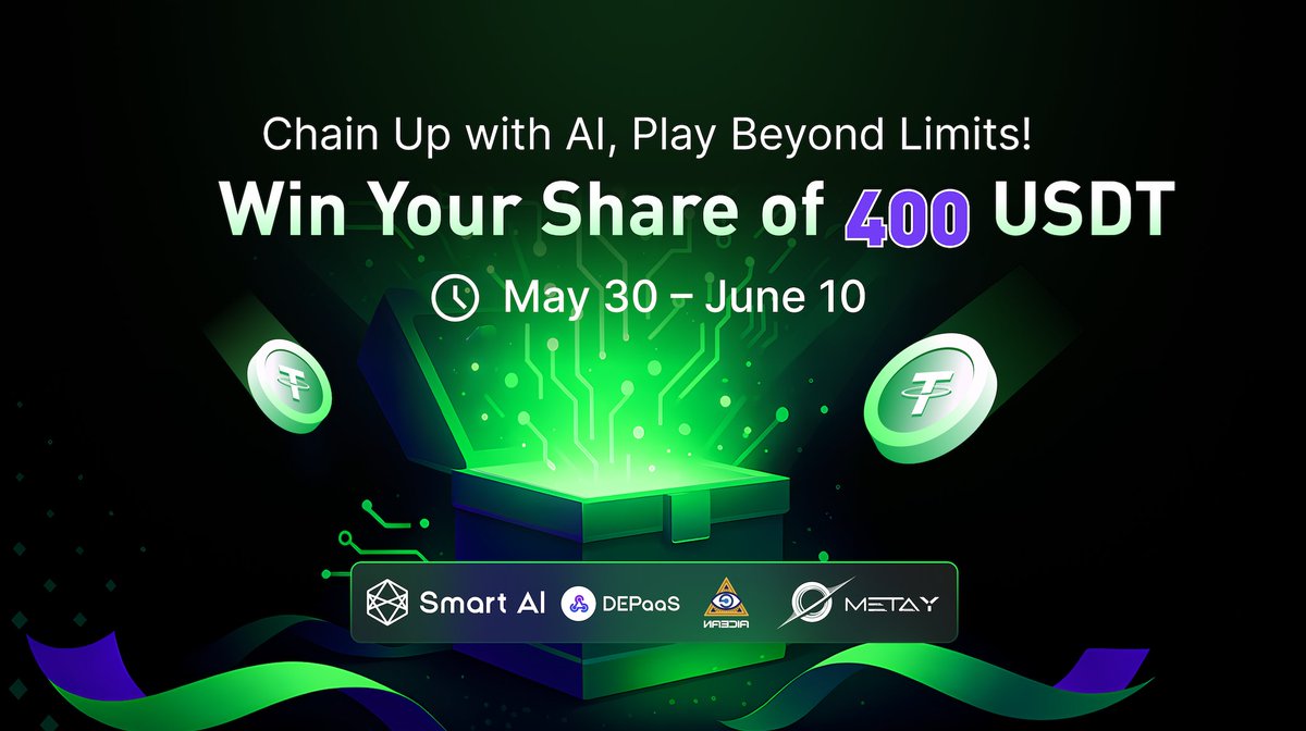 🚀 Chain Up with AI, Play Beyond Limits!

Join the quest &amp; win rewards worth $400:
💸 $200 $USDT + 🎁 AICean Points

<a href="/Aicean_ai/">Aicean</a>  <a href="/spacey2025/">MetaY</a>  <a href="/DEPaaS_Labs/">DEPaaS</a>  &amp; #SmartAI are teaming up!

🎯 Complete tasks:
quest.intract.io/quest/68397e5d…
#AI #Web3 #Intract