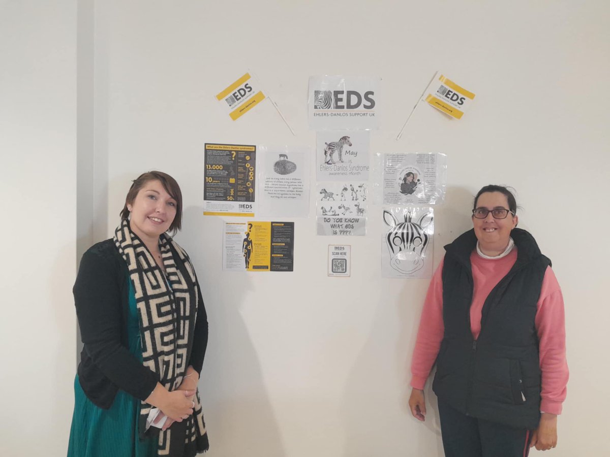 Ehlers-Danlos Support UK (@ehlersdanlosuk) on Twitter photo Thank you to everyone who is raising awareness in their corner of the UK this May. Faye, one of our Isle of Wight members organised a display wall at St Marys Hospital. Here she is with Stephanie Russell, Diagnostic Center Head of Department <a href="/IOWNHS/">Isle of Wight NHS Trust</a> Thank you Faye! Thank you to everyone who is raising awareness in their corner of the UK this May. Faye, one of our Isle of Wight members organised a display wall at St Marys Hospital. Here she is with Stephanie Russell, Diagnostic Center Head of Department <a href="/IOWNHS/">Isle of Wight NHS Trust</a> Thank you Faye!