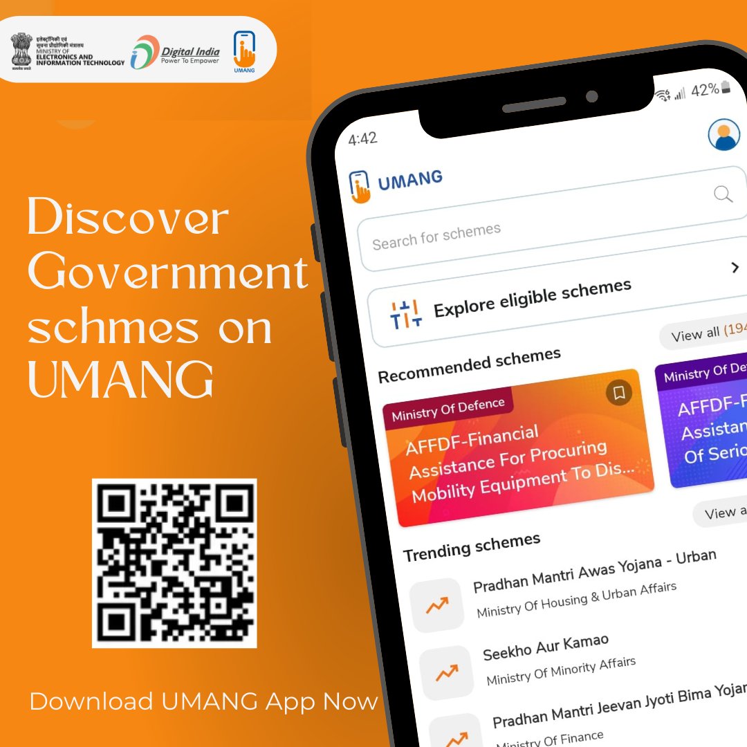 Get access to major government schemes on the UMANG app. Check various schemes in different categories; based on gender, demography, and age. To learn more, download the UMANG app now.  #MyScheme  #Digitalindia