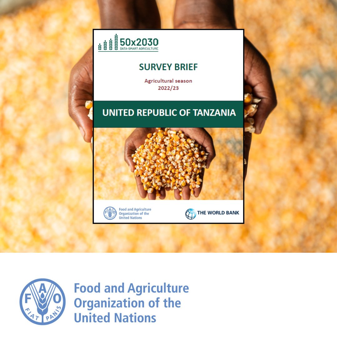 FAO Statistics (@faostatistics) on Twitter photo 📊🌾 Exploring Tanzania's 🇹🇿agricultural landscape! This New survey brief: agricultural season 2022/23, produced with <a href="/WorldBank/">World Bank</a> under the <a href="/50x2030/">The 50x2030 Initiative</a> Initiative sheds light on farm sizes, crop yields, input usage, & women’s participation in agriculture.
📙openknowledge.fao.org/items/67a4c317… 📊🌾 Exploring Tanzania's 🇹🇿agricultural landscape! This New survey brief: agricultural season 2022/23, produced with <a href="/WorldBank/">World Bank</a> under the <a href="/50x2030/">The 50x2030 Initiative</a> Initiative sheds light on farm sizes, crop yields, input usage, & women’s participation in agriculture.
📙openknowledge.fao.org/items/67a4c317…