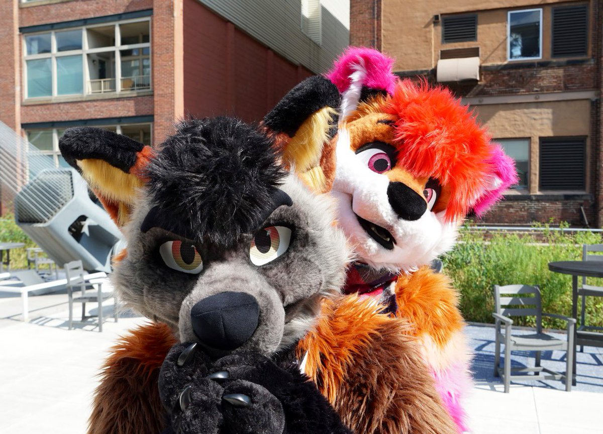 Foxin’ around with <a href="/Tyler_TheFox/">Tyler 🦊 🔜 Your Bed</a>~
I’m sure we’ll stay out of trouble 😇

#FursuitFriday 

📸 ~ <a href="/ShugKnight10/">Shug</a>