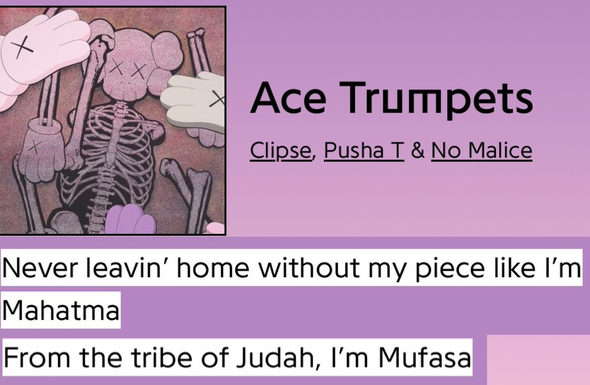 If this new Clipse album sound as good as Ace Trumpets this might be Rap Album of the Year

No Malice went insane 

“Never leavin' home without my piece like I'm Mahatma

From the tribe of Judah, I'm Mufasa (I move faster)

Never turn the other cheek, you'll die at the Oscars” 🔥