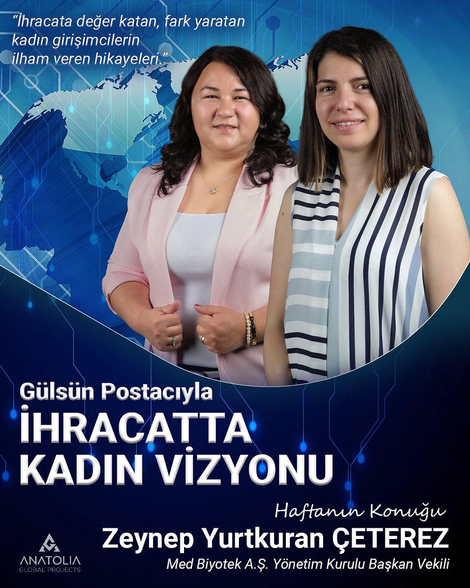 PolatPostac's tweet photo. Gülsün Postacıyla İhracatta Kadın Vizyonu’nda bu hafta konuğumuz çok değerli bir isim; çok başarılı inovasyonlarla fark yaratan ürünler geliştiren bir biyomedikal teknoloji  girişimcisi, Medbiyotek A.Ş. Yönetim Kurulu Başkan Vekili Sayın Zeynep Yurtkuran Çeterez olacak. https://t.co/7bKJgaQ0h7