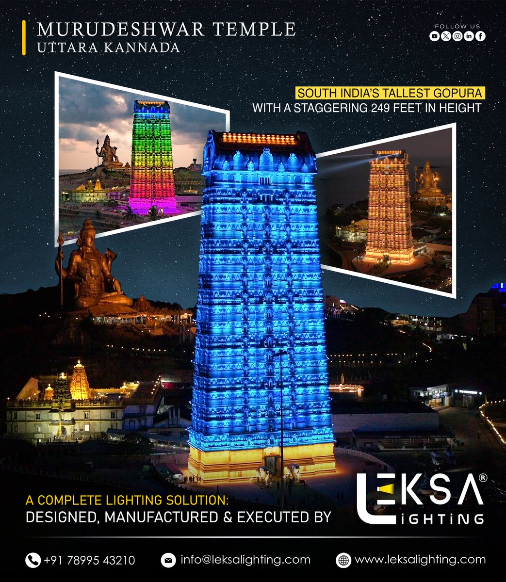 leksalighting's tweet photo. MURUDESHWAR TEMPLE, UTTARA KANNADA❤
.
.
A COMPLETE LIGHTING SOLUTION: DESIGNED, MANUFACTURED & EXECUTED BY US 🤩
.
#murudeshwaratemple #temple #murudeshwar #karnataka #templesofindia #leksalighting #lighting #templelighting #makeinindia #shiva #devotional #facade #light #leksa https://t.co/KMQyuO3BBz