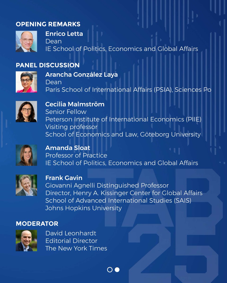 Starting NOW:
🌍 The Future of the Transatlantic Partnership
Livestream, 6:30–8am ET 
The only public session of the Transatlantic Bridge Conference 2025

🎙️ #YaleJackson's David Leonhardt moderates
🔗 ieuniversity.zoom.us/j/99849534563