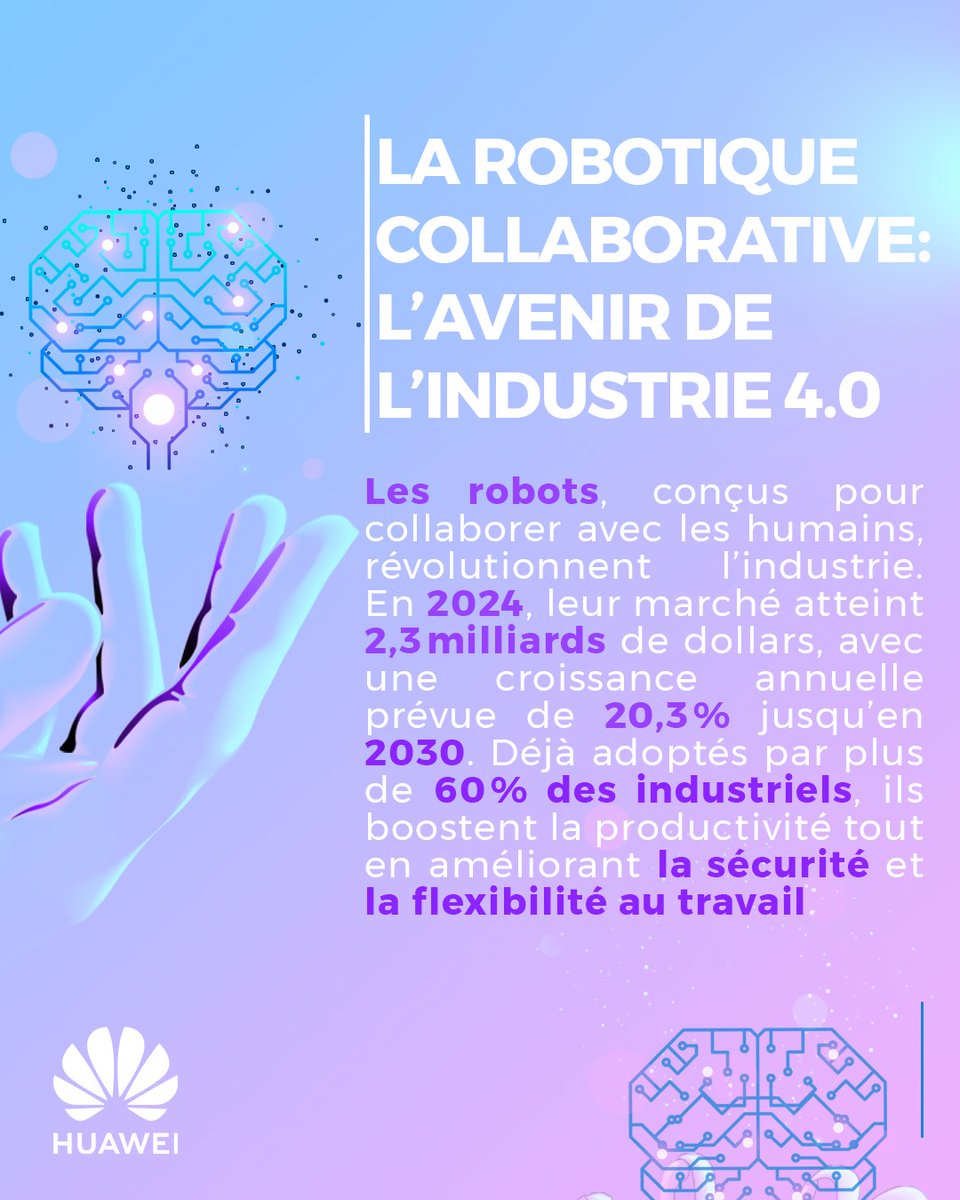 Les cobots, contraction de « robots collaboratifs », sont des robots conçus pour coopérer avec les humains, bouleversent les méthodes de travail dans les usines, les entrepôts et même les laboratoires.

📊 Données clés :
• Taille du marché en 2024 : 2,3 milliards $
• Croissance