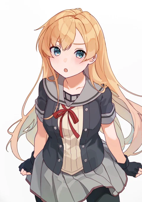 お題箱から、髪を解いた阿武隈 #艦これ