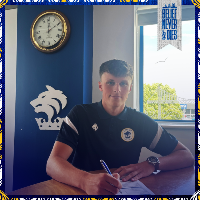 ChesterFC's tweet photo. 🖊️ We're pleased to announce that 18-year-old defender Henry Briscoe has signed his first senior deal at Chester FC.

Congratulations, Henry! 👏